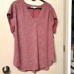 Fun2Fun Capped sleeve blouse in tear drop print. Soft rose pink color